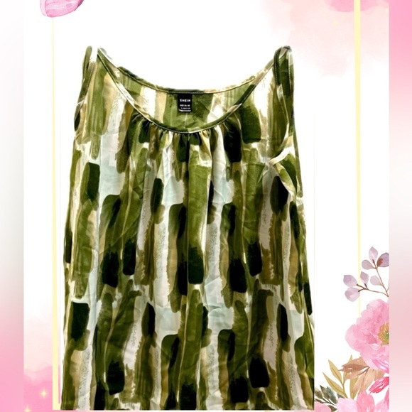 Shein Tank Top Spinach Green Paint Strokes - Picture 1 of 4